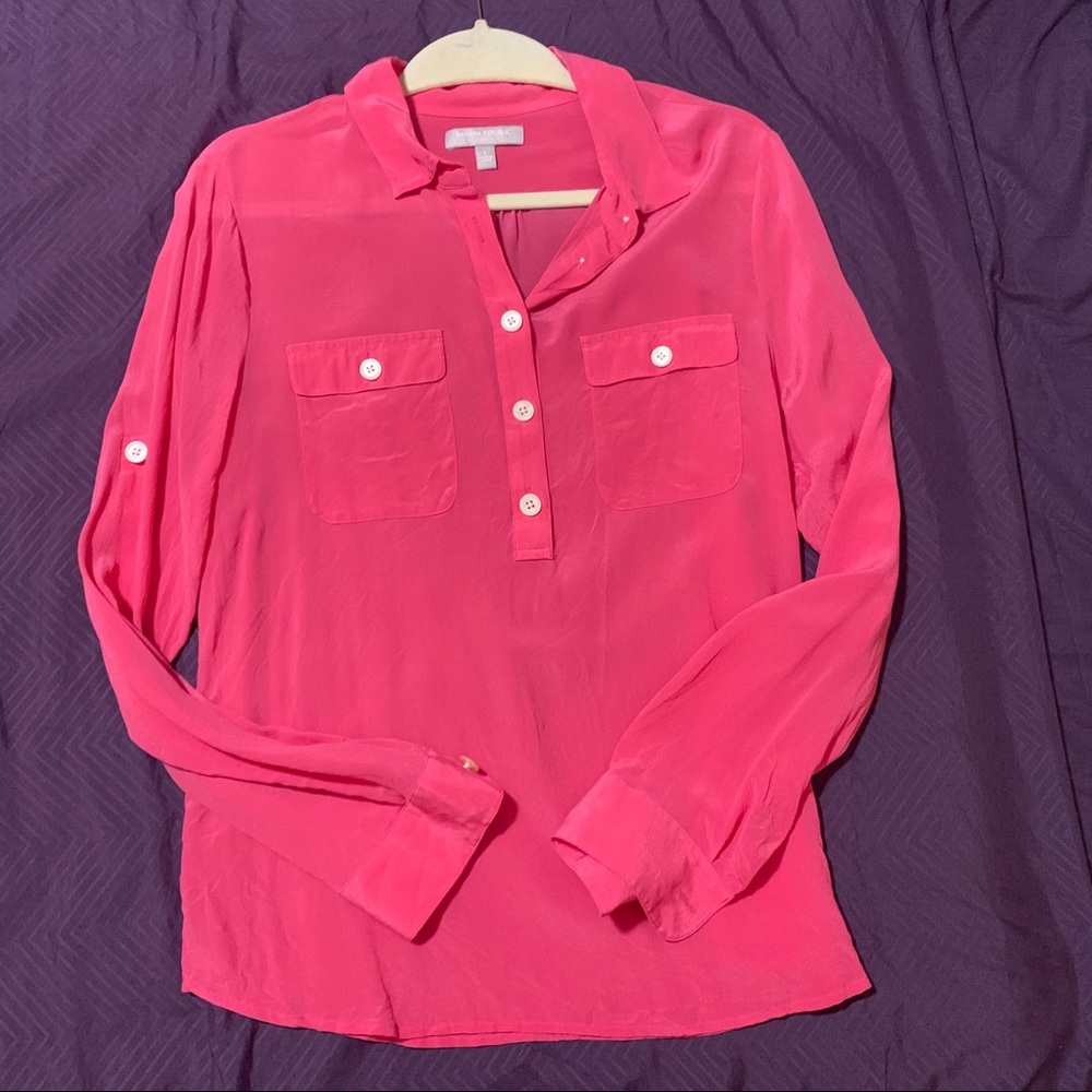 Pink Banana Republic Silk long sleeve blouse